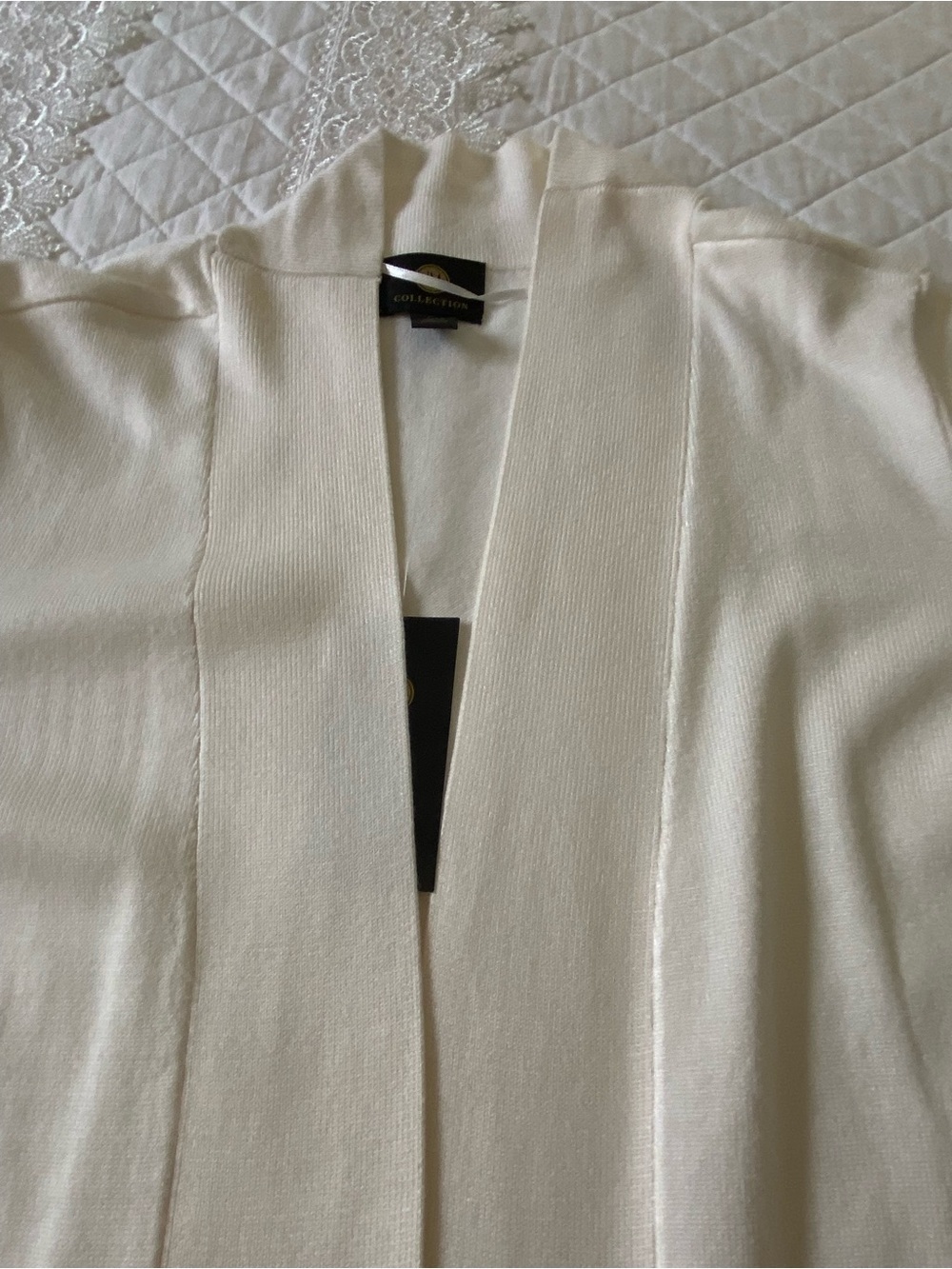 JM Collection Cream Open-Front Cardigan with Gold Buttons - Picture 9 of 15